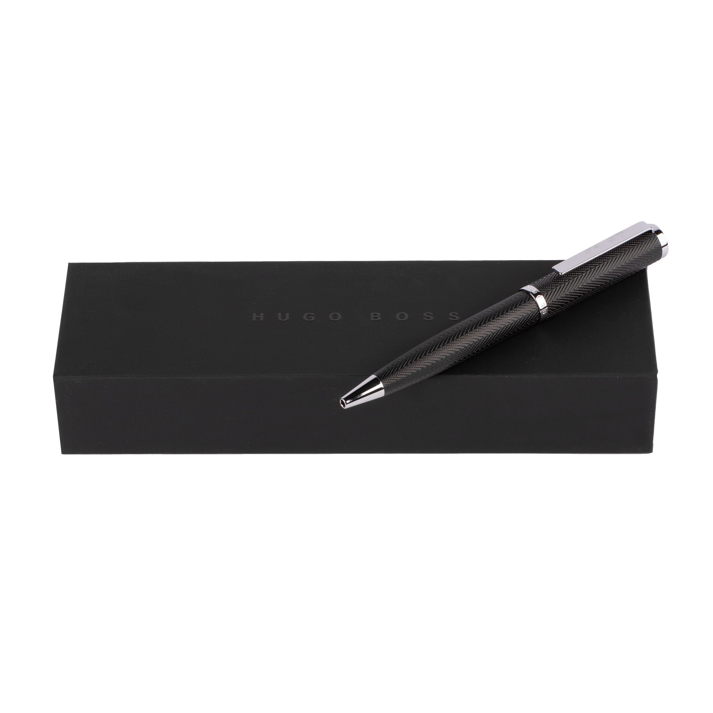 HSI1064B_E2-1 Hugo Boss Kugelschreiber Formation Herringbone Chrome