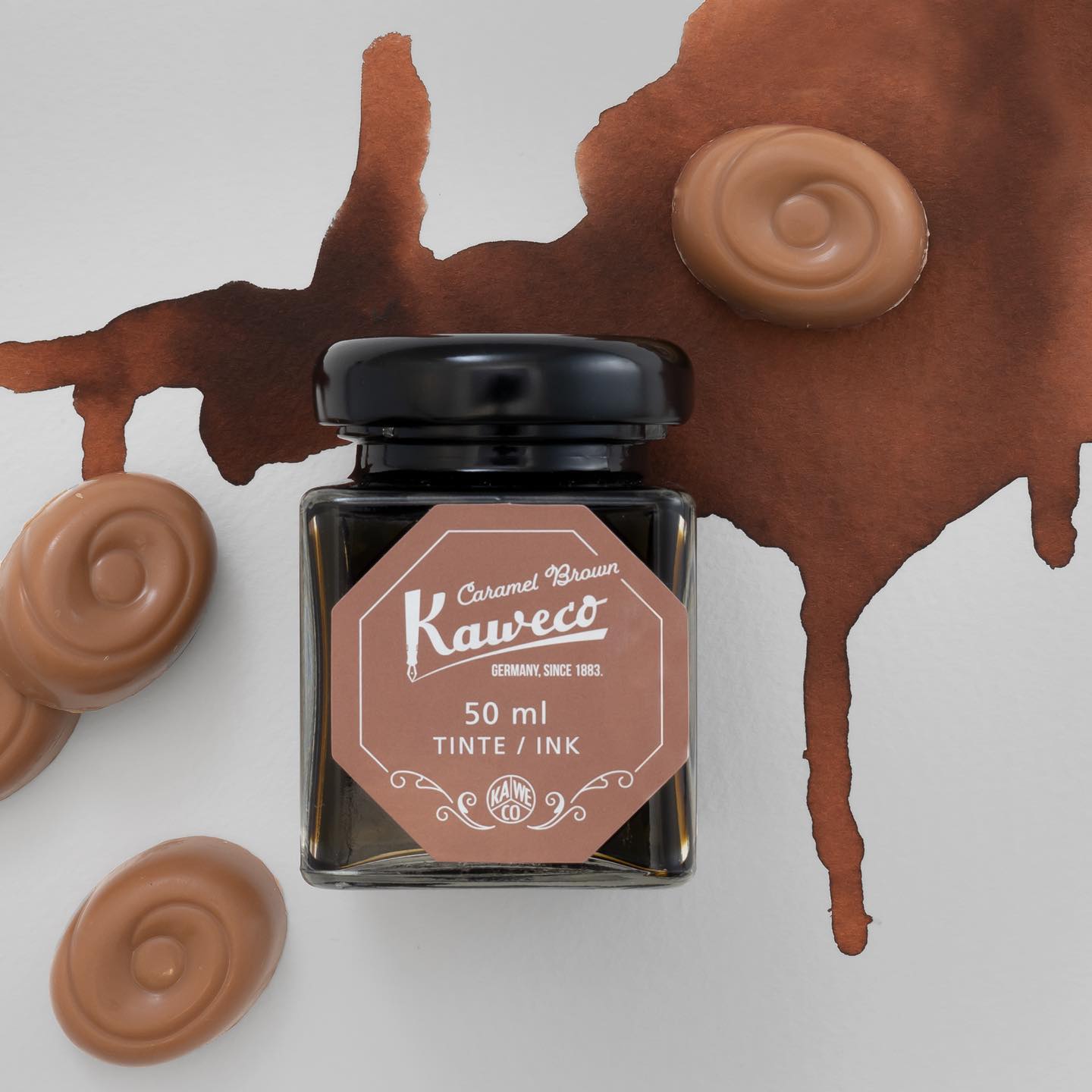 254998090_4655988714444910_5576056562888385142_n Kaweco Tintenglas Karamell Braun 50 ml
