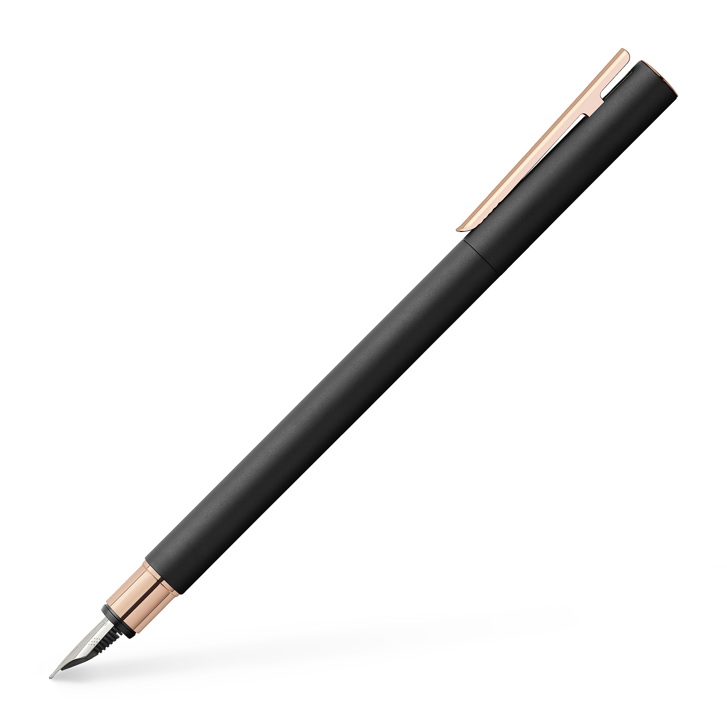 343100_Neo-Slim-metal-fountain-pen-M-black-with-rosegold_High-Res_53735 Faber-Castell Fountain Pen Neo Slim Stainless Steel Black, Rose Gold