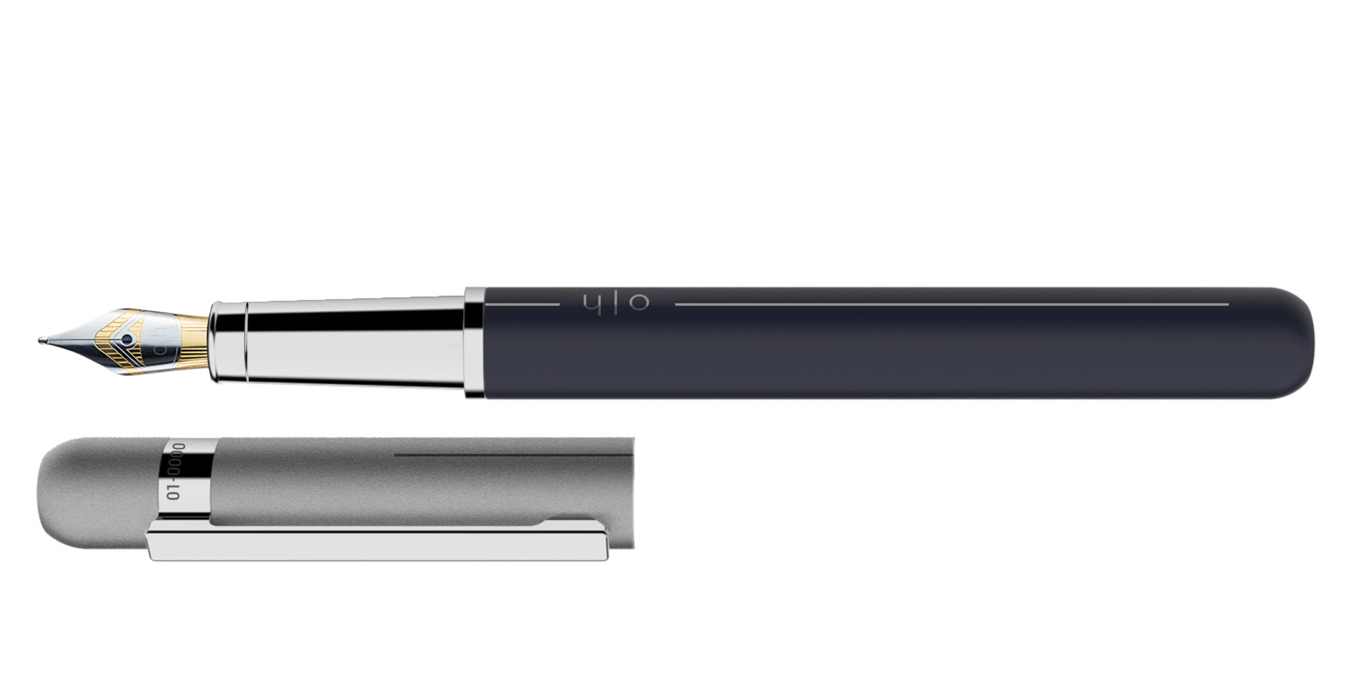 Otto Hutt Entwurf 03 Füllhalter Navy Grau mit Stahl BiColor Feder