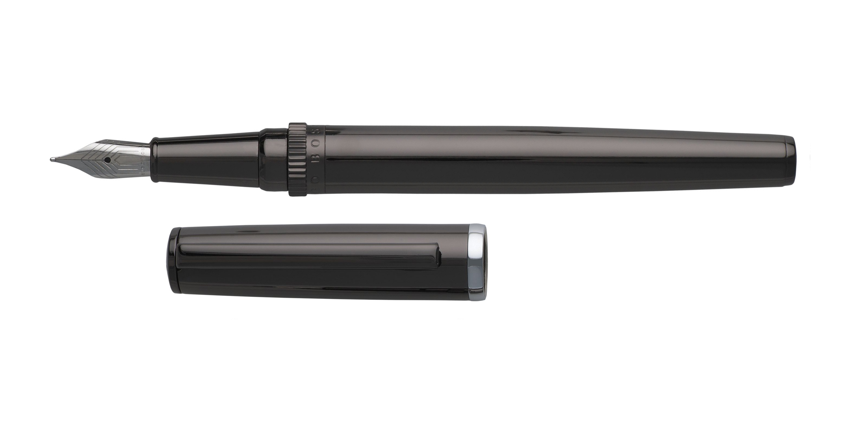 Hugo-Boss-GEAR-F-ullhalter-Metal-Dark-Chrome-Medium-open Hugo Boss GEAR fountain pen Metal Dark Chrome Medium