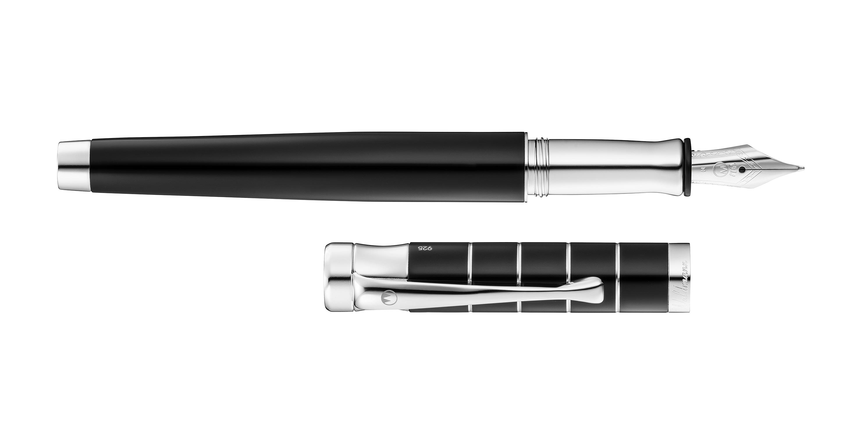 Waldmann-F-ller-Stahl-Schwarz-Ringe-fountain-pen-black-rings Waldmann Tango Füllhalter Schwarz Ring-Design Stahlfeder