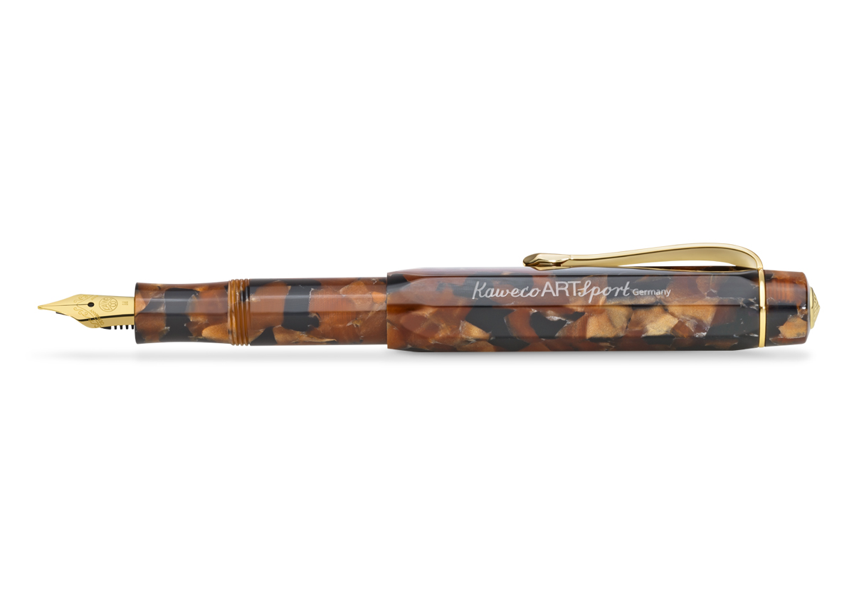 Kaweco Art Sport Füllhalter Hickory Brown | Extra Breit Premium Stahl vergoldet