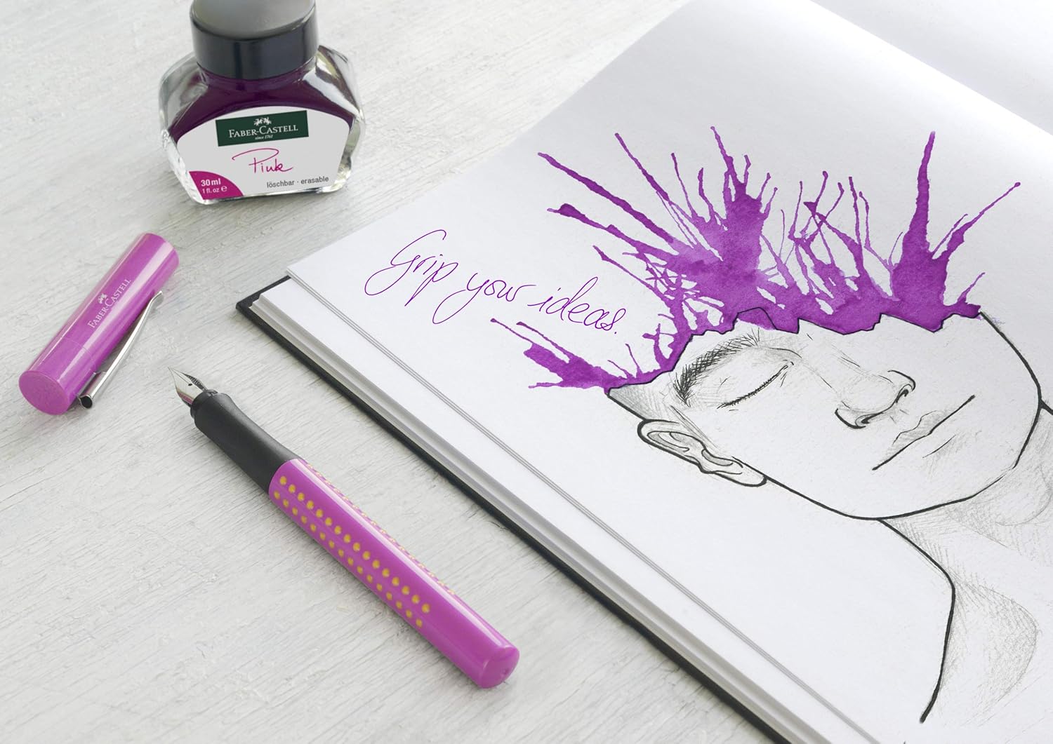 Faber-Castell Füller Grip 2010, Feder M, Pink-Orange