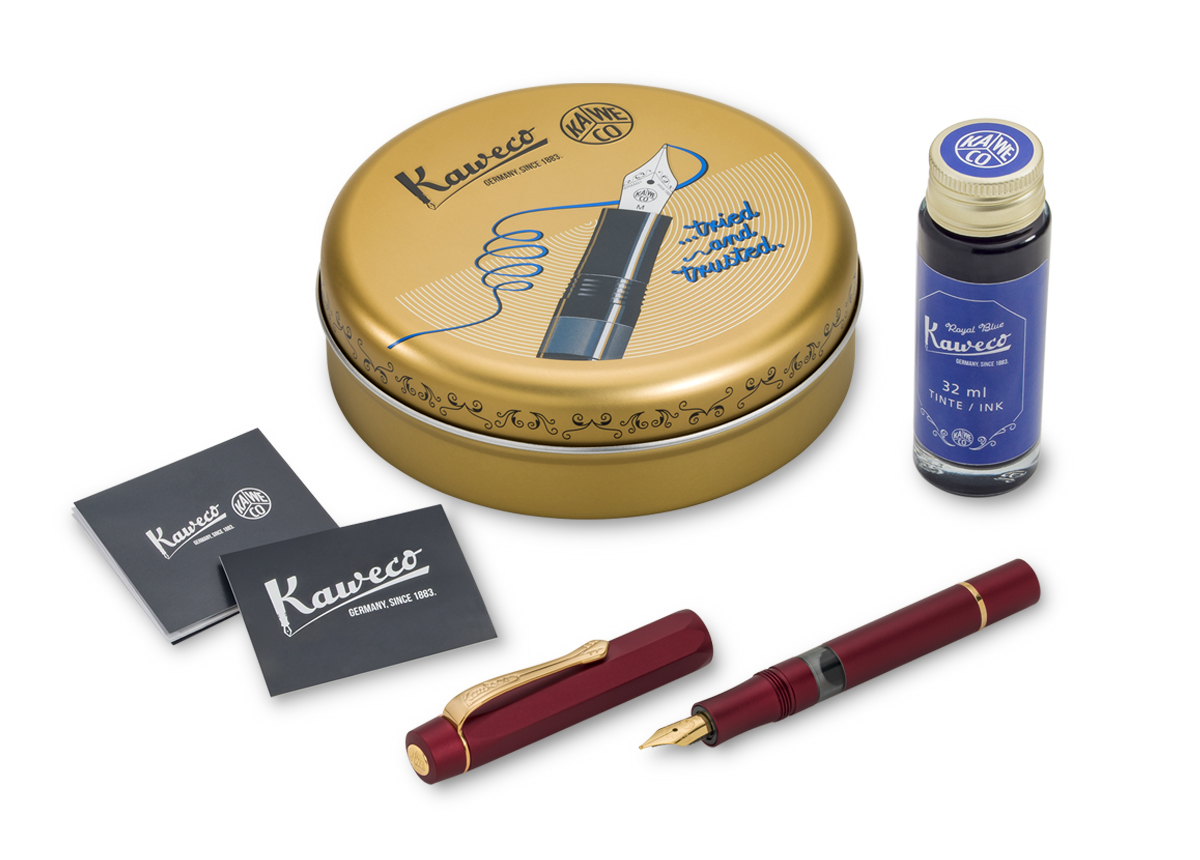 Kaweco PISTON SPORT AL Bordeaux Kolbenfüllhalter Starter Set