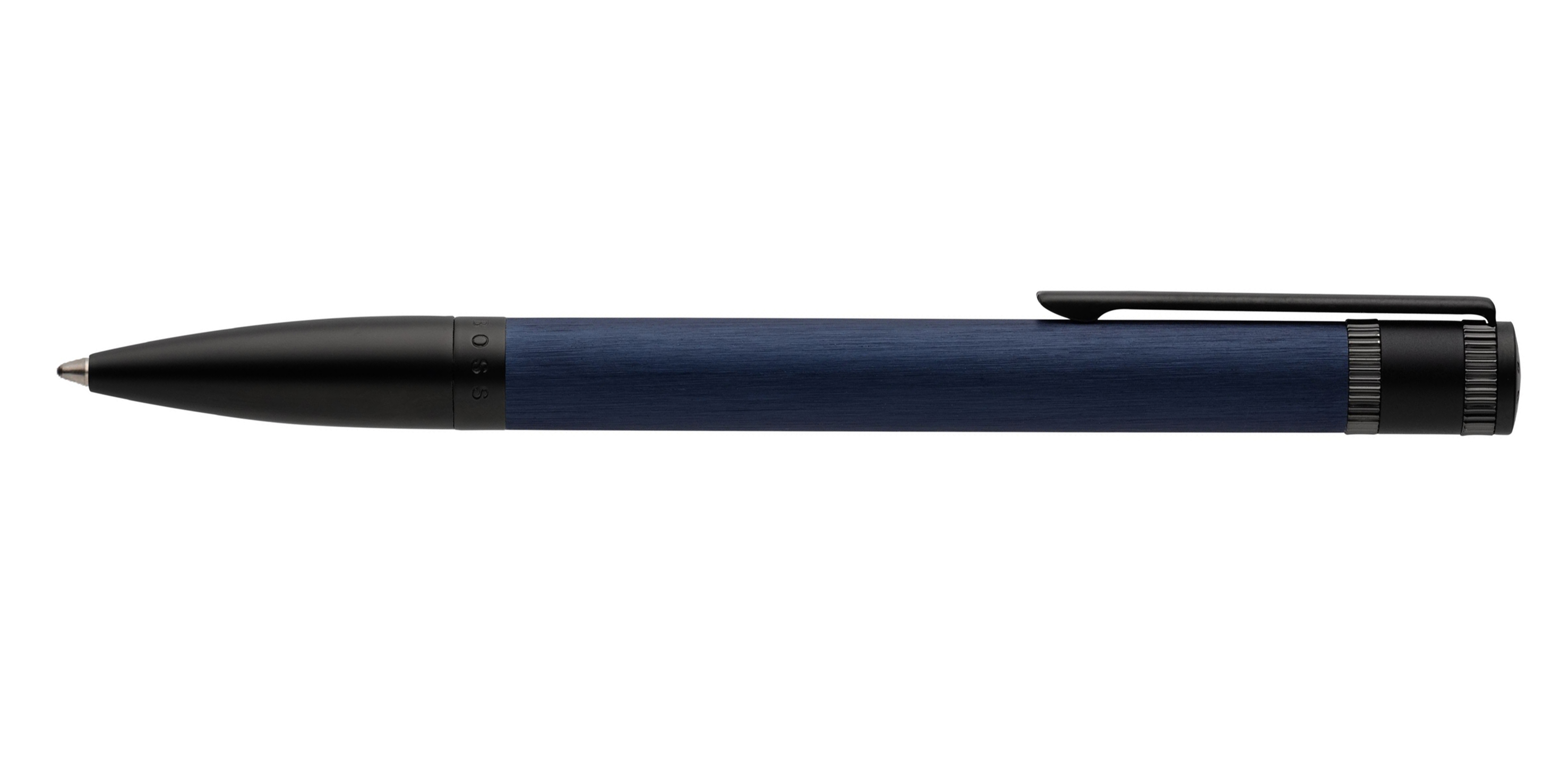 Hugo-Boss-EXPLORE-BRUSHED-Kugelschreiber-Navy-clip-oben Hugo Boss EXPLORE BRUSHED Kugelschreiber Navy
