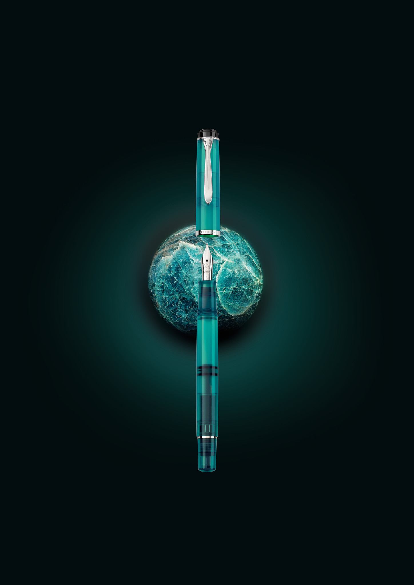 Pelikan Kolbenfüllhalter im Etui & Edelstein Ink Apatite 50ml | Extra Fein