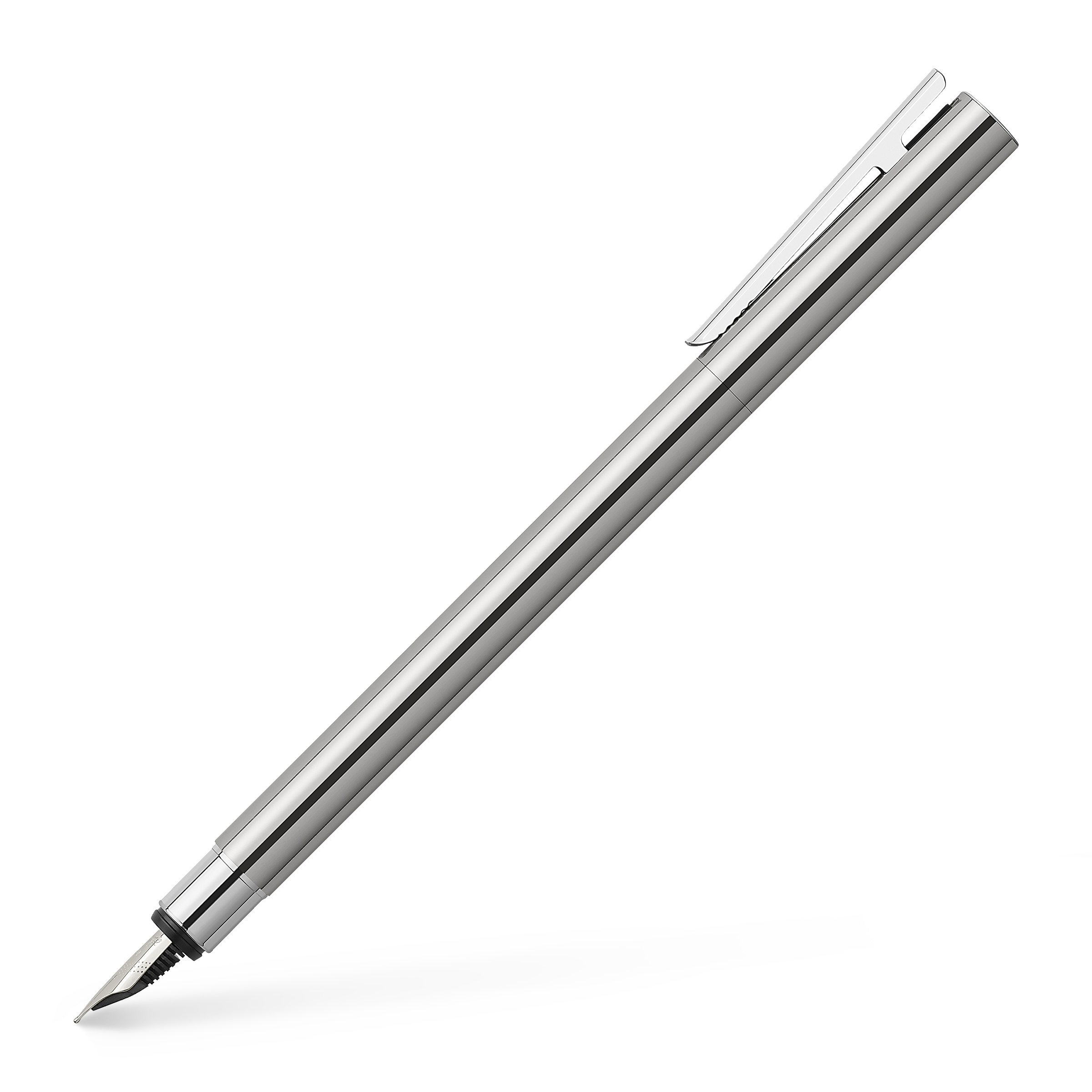 342000_Neo-Slim-Stainless-Steel-fountain-pen-M-silver-shiny_High-Res_53727 Faber-Castell Füller Neo Slim Edelstahl, glänzend