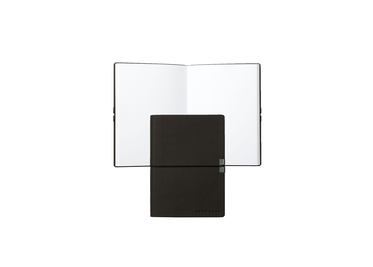 Hugo-Boss-Notizbuch-STORYLINE-A6-Braun-open-closed Hugo Boss Notizbuch STORYLINE A6 Braun