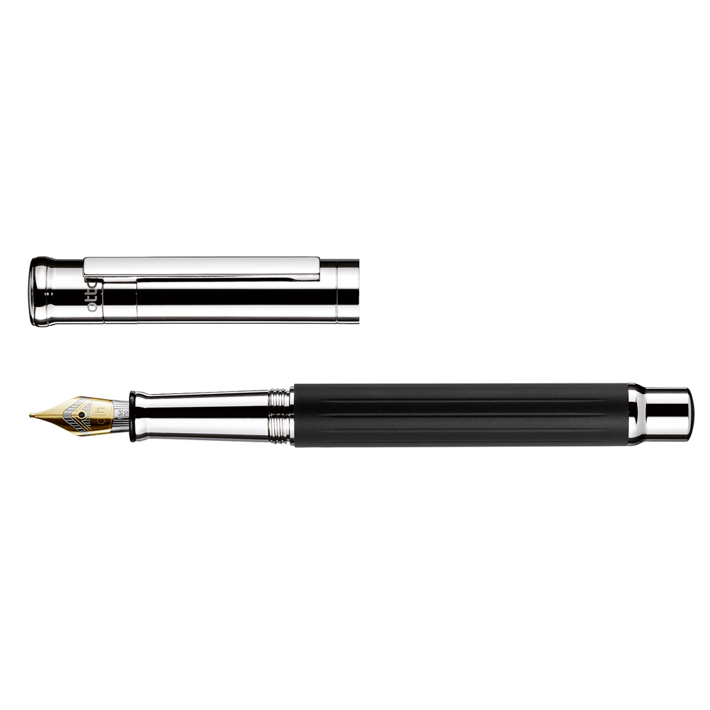  Otto Hutt design 04 fountain pen black frosted thread guilloché steel nib 18ct. gold nib
