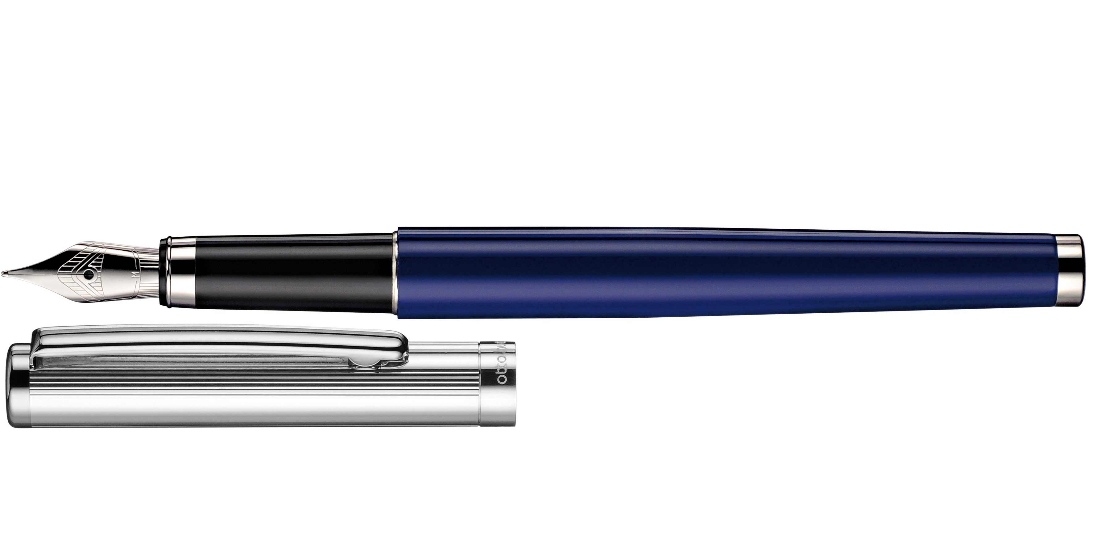 Otto-Hutt-Entwurf-01-Blau-Streifen-F-llhalter Otto Hutt Entwurf 01 Füllhalter Streifen Guilloche Blau