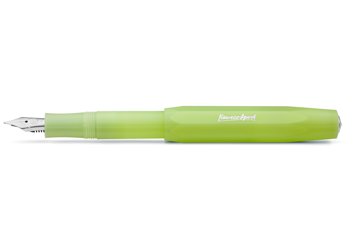 Kaweco FROSTED Sport Füllhalter Fine Lime | Fein Stahl blank