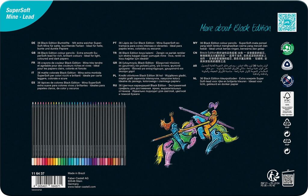 Faber-Castell Buntstifte Black Edition 36er Metalletui