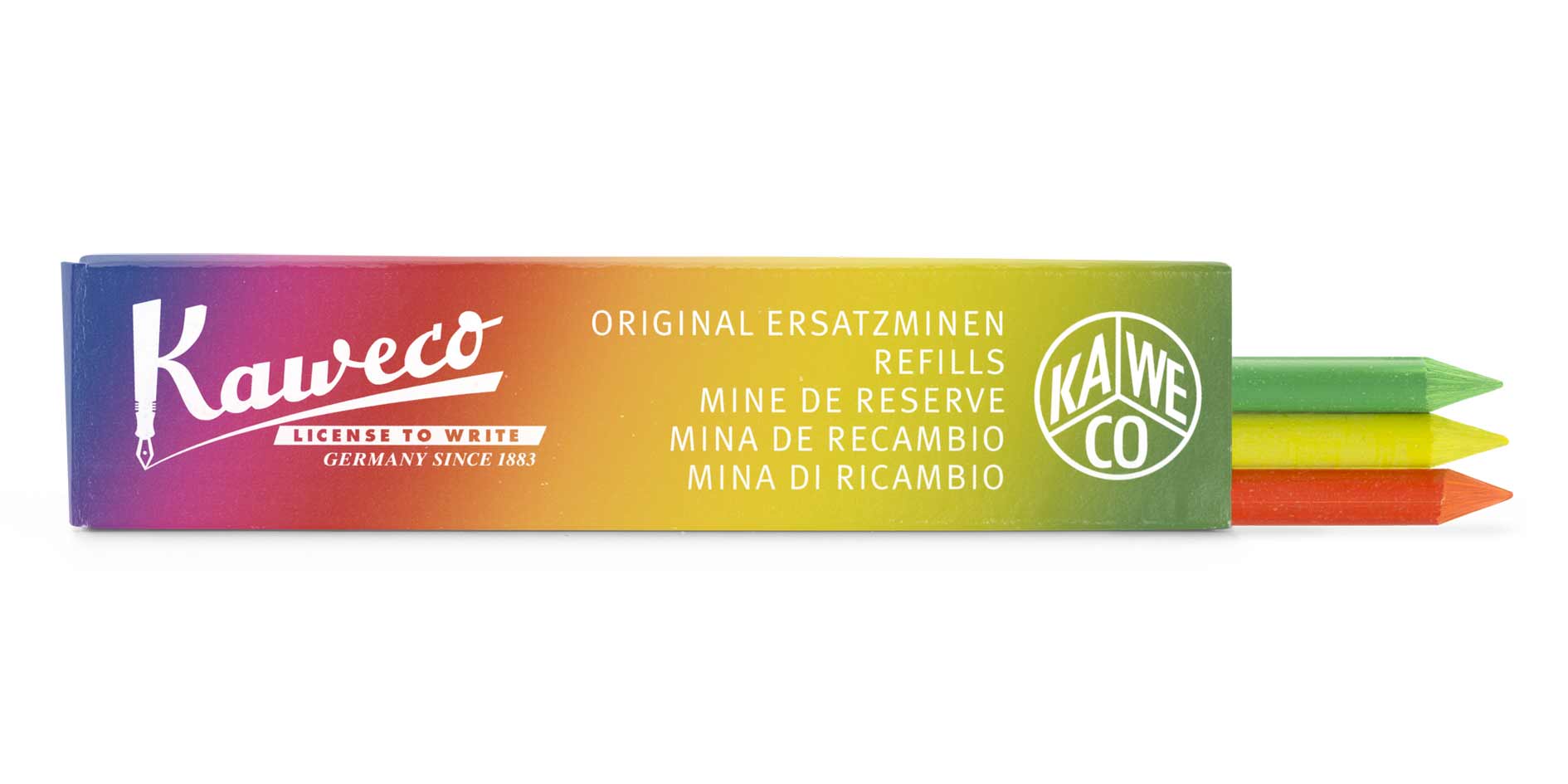 Kaweco-pencil-leads-highlighter-mix-yellow-green-orange Kaweco Bleistift Highlighter Minen 5,6 mm Gelb Grün Orange