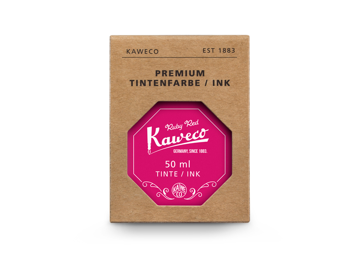Kaweco_Ink_Bottle_RubRed_Pack_web_s Kaweco Tintenglas Rubin Rot 50 ml