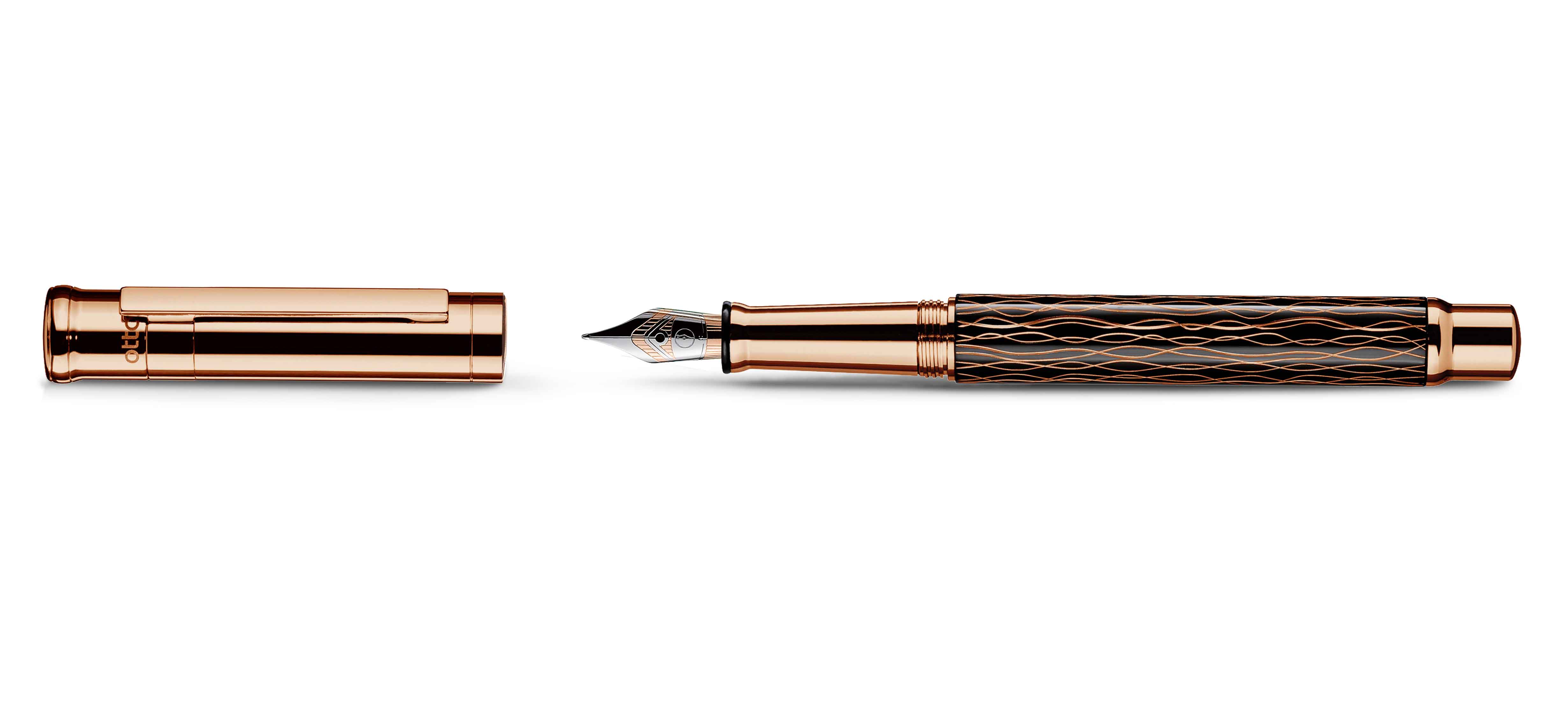 Otto-Hutt-Design-04-fountain-pen-rosegold-wave-black Otto Hutt Entwurf 04 Füllhalter Welle Schwarz Rosegold