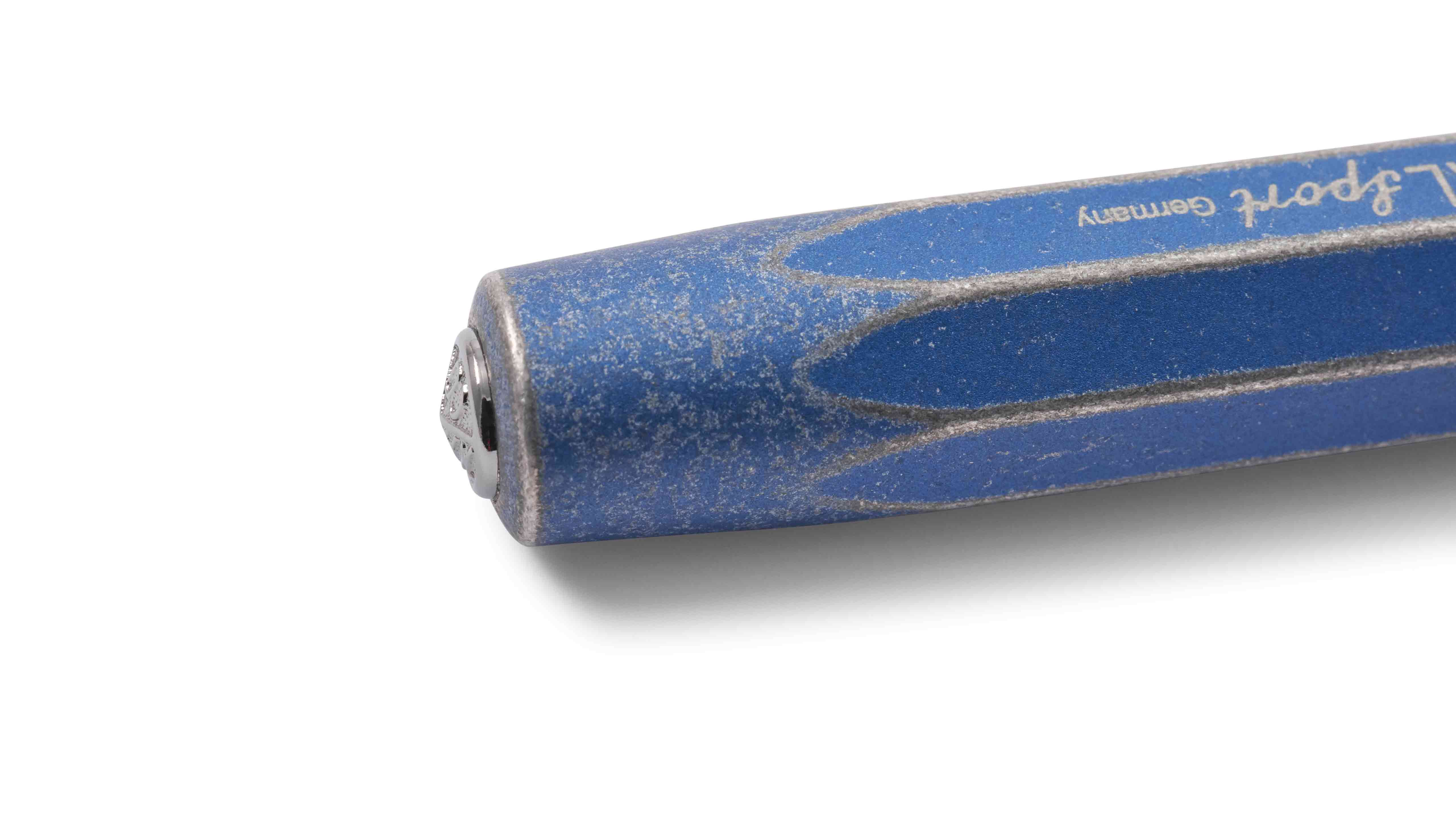 Kaweco-AL-Stonewashed-Detail-Blau-Kappe Kaweco AL Sport Stonewashed Füllhalter Blau Detail Kappe