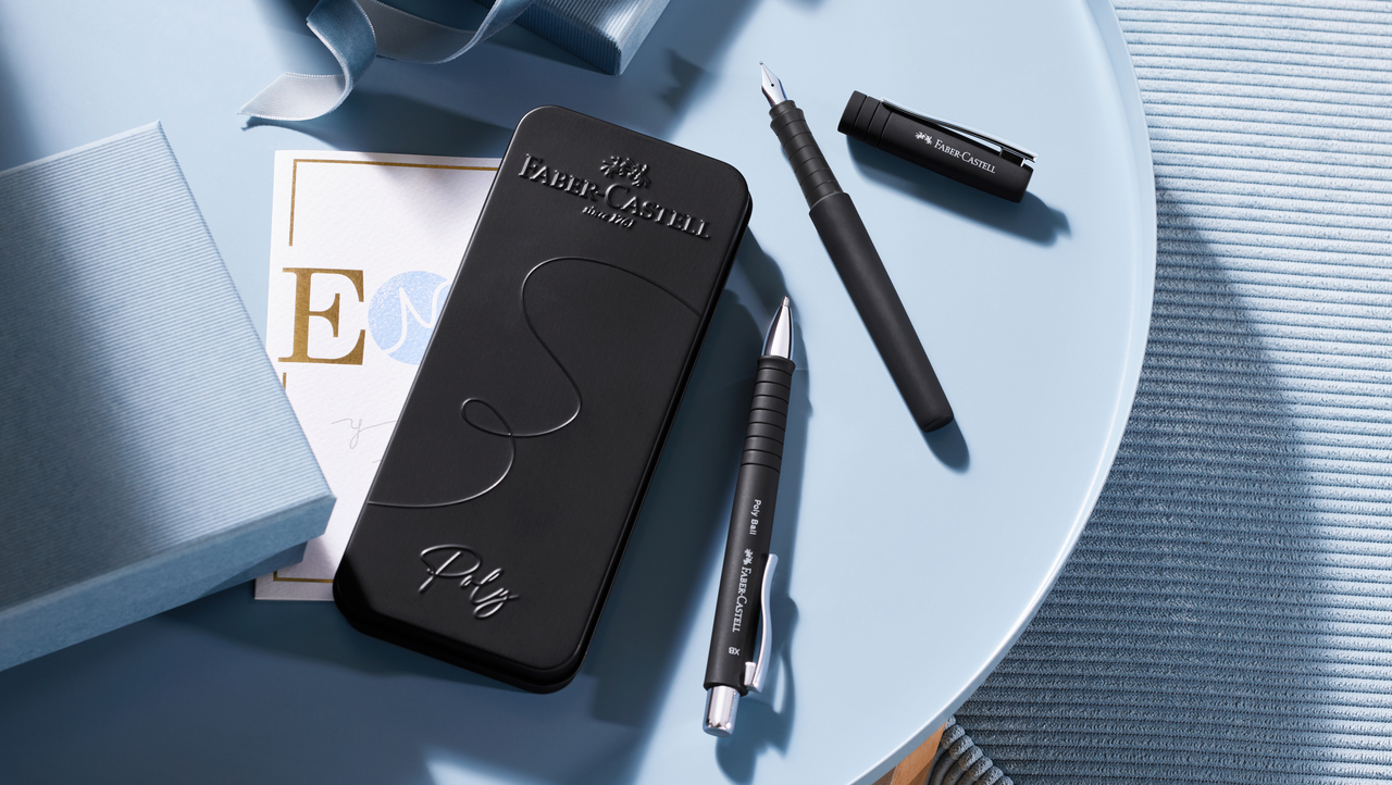 Faber-Castell Schreibset Poly Pen mit Kugelschreiber und Füller Geschenkset | Schwarz