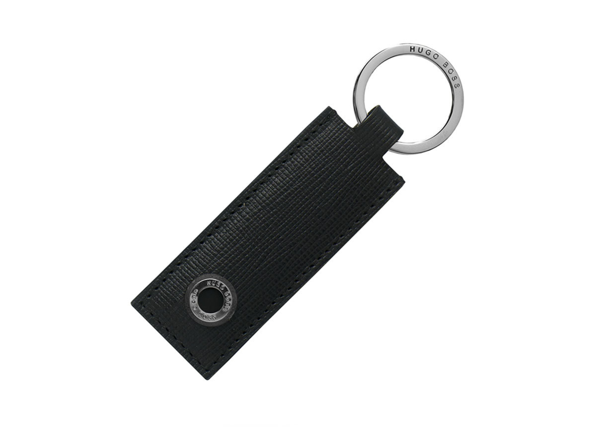 Hugo-Boss-Schl-usselring-TRADITION-Black-vorn Hugo Boss Schlüsselring TRADITION Schwarz