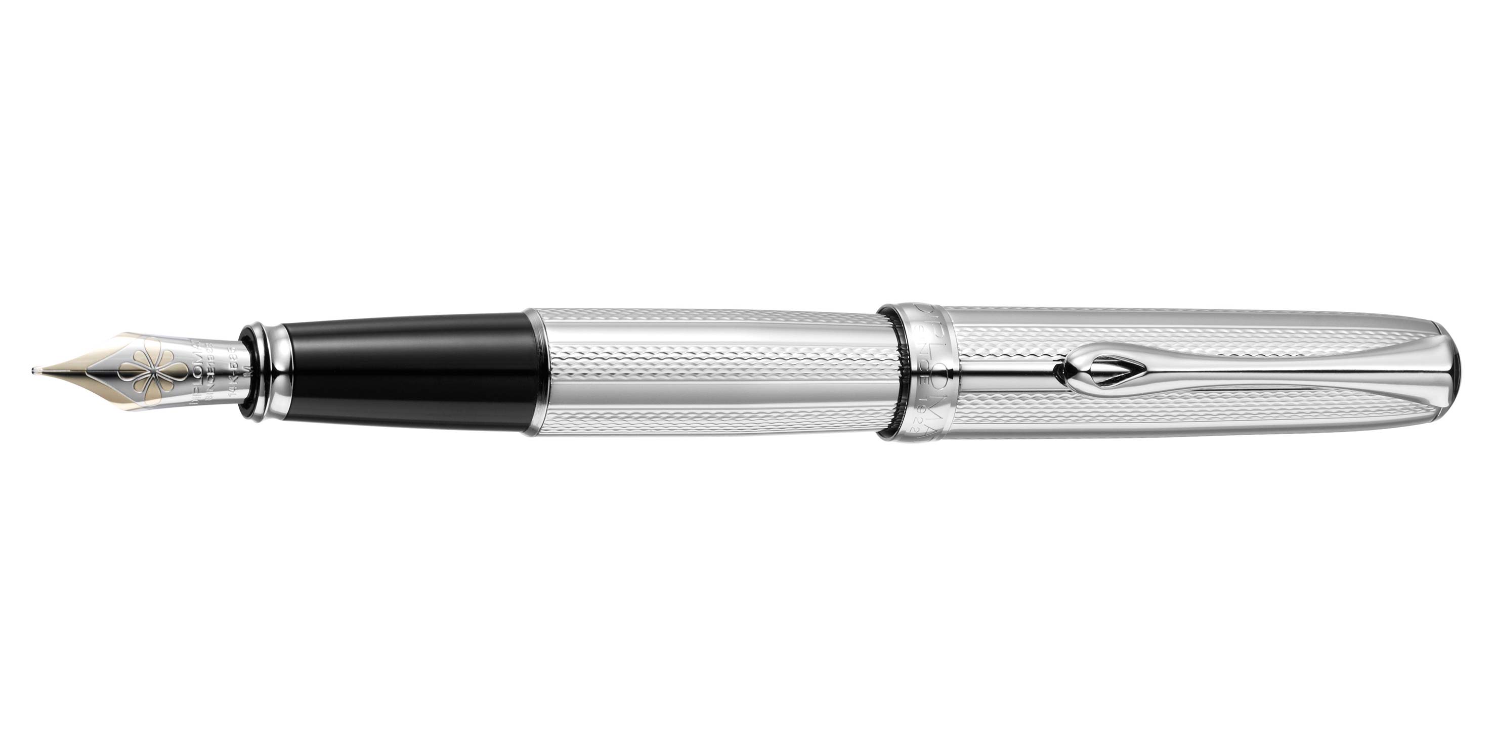 Diplomat Excellence A2 fountain pen guilloche stripes chrome nib gold