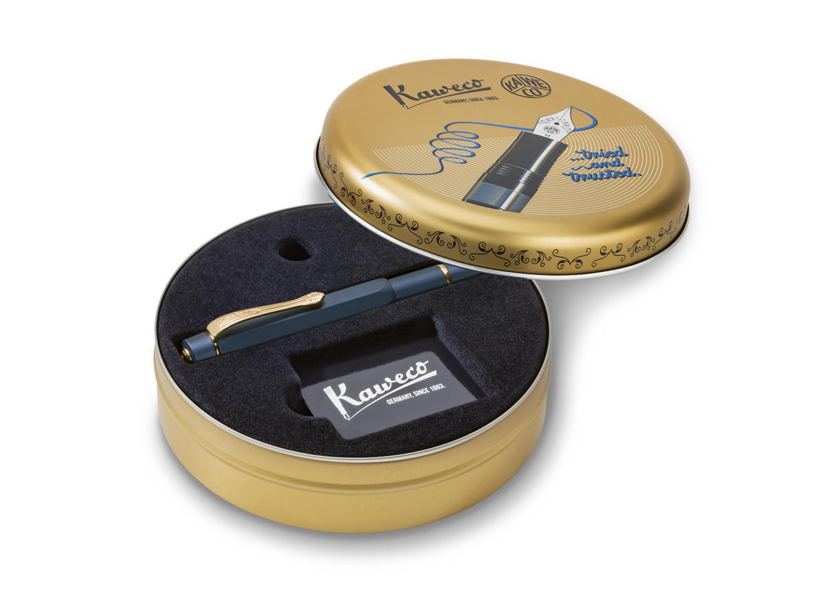 Kaweco PISTON SPORT AL Navy/Gold Kolbenfüllhalter Starter Set