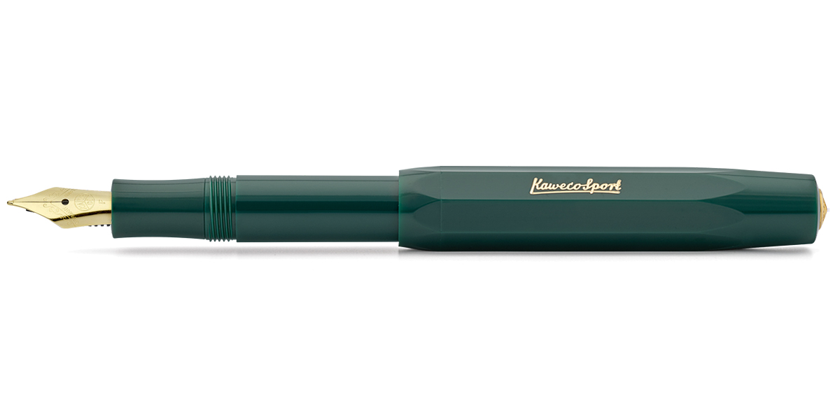 Kaweco-CLASSIC-Sport-Green-fountain-pen-F Kaweco CLASSIC Sport Füllhalter Grün | Extra Breit vergoldet