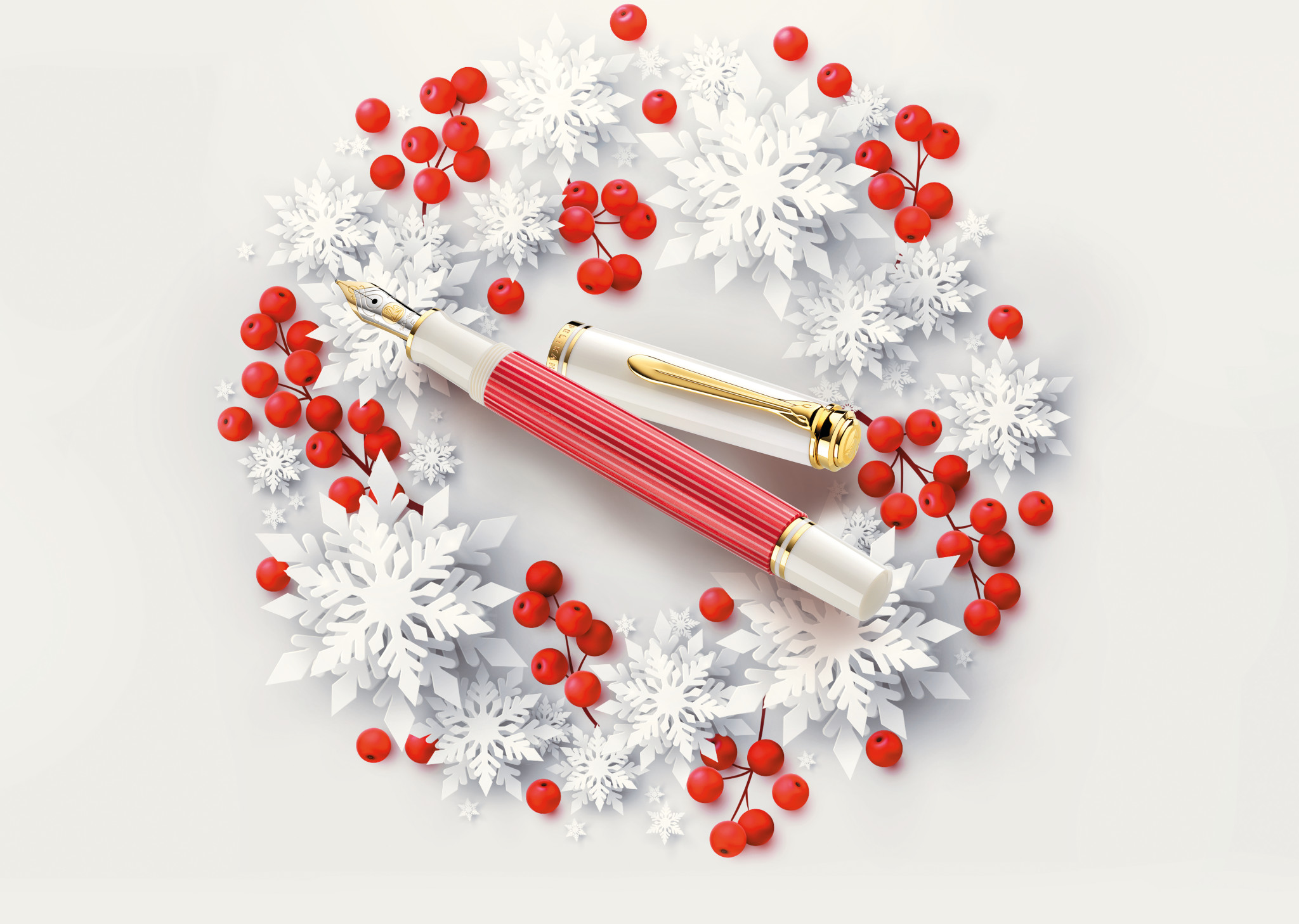 Pelikan Kolbenfüllhalter Souverän® 600 Rot-Weiß im Sonderetui