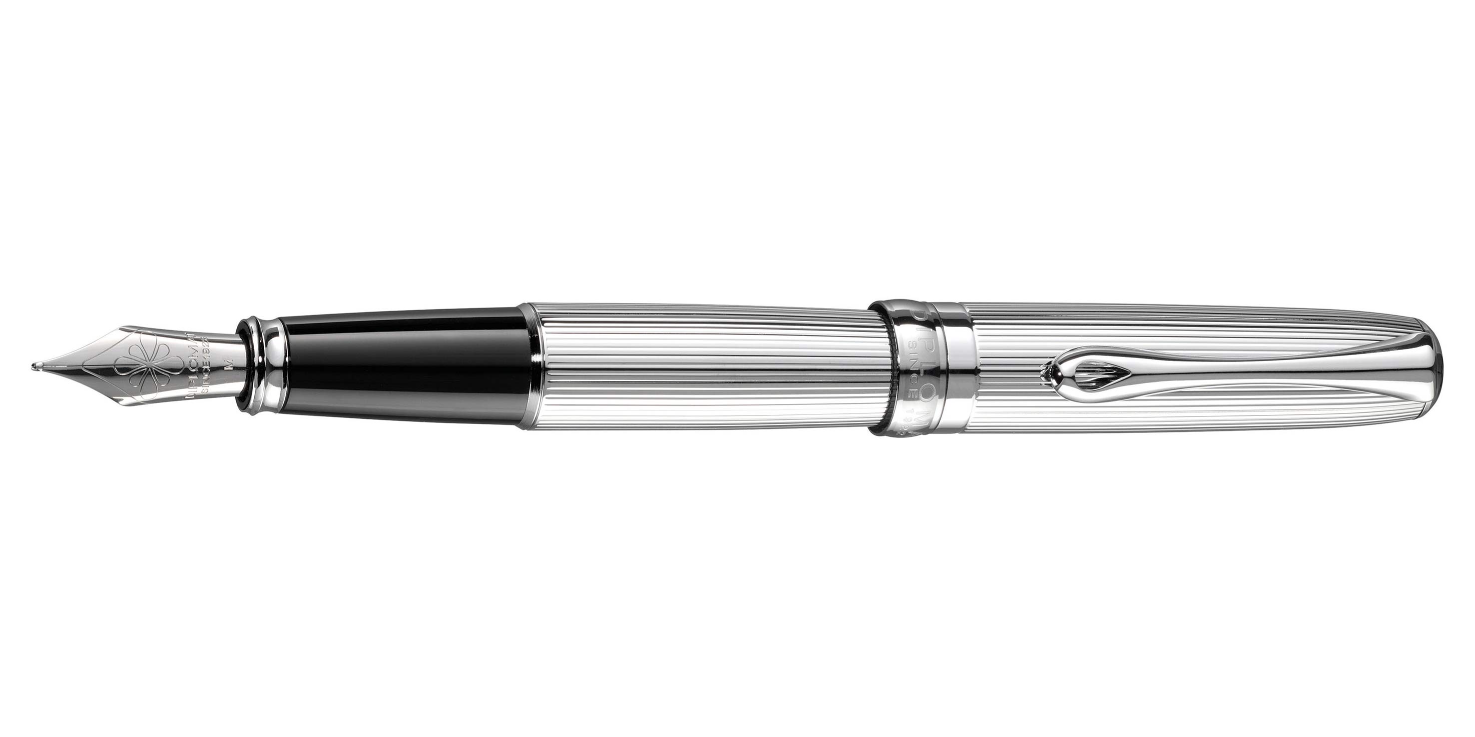 Diplomat-Excellence-A2-F-ller-Stahl-Linien-fountain-pen-lines Diplomat Excellence A2 fountain pen guilloche chrome nib stainless steel