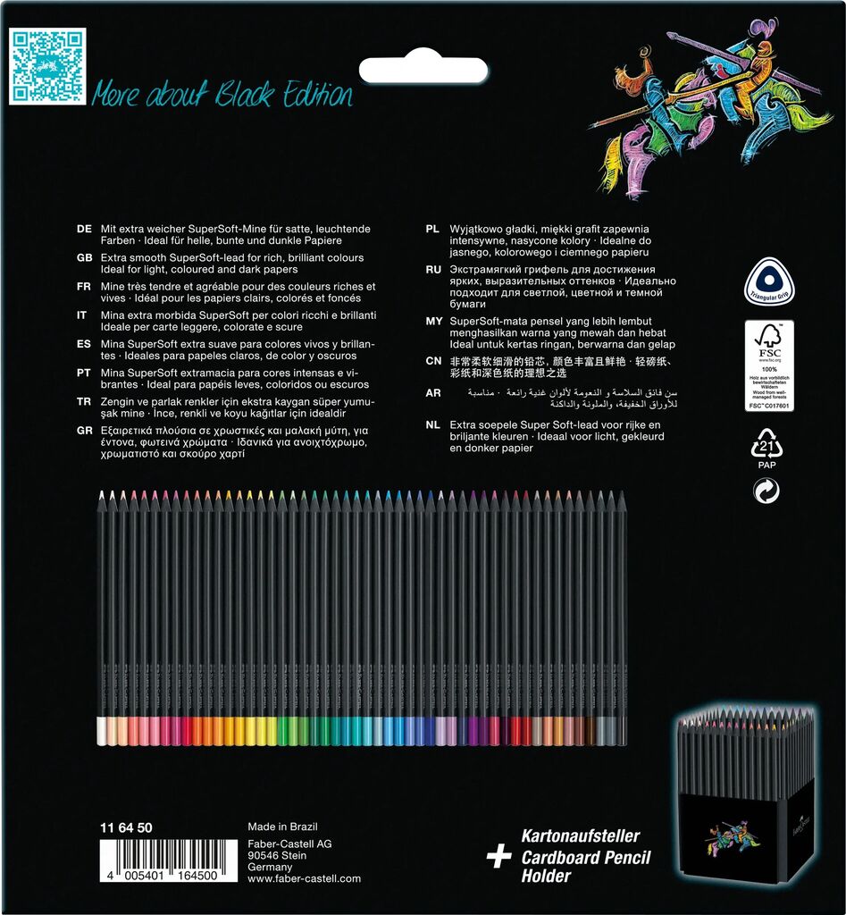 Faber-Castell Buntstifte Black Edition 50er Kartonetui