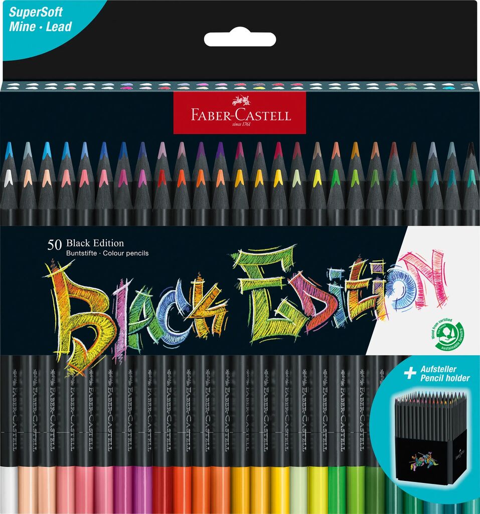 Faber-Castell Buntstifte Black Edition 50er Kartonetui