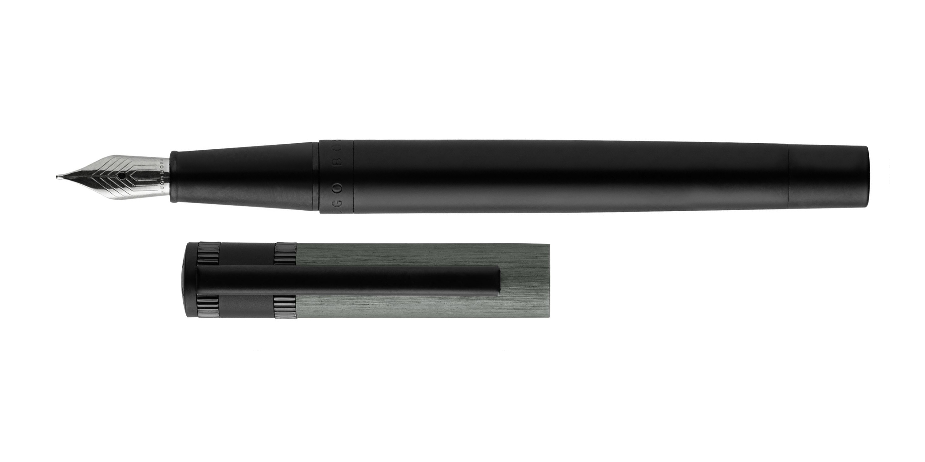 Hugo-Boss-EXPLORE-BRUSHED-F-ullhalter-Grey-Medium-open Hugo Boss EXPLORE BRUSHED fountain pen Grey Medium