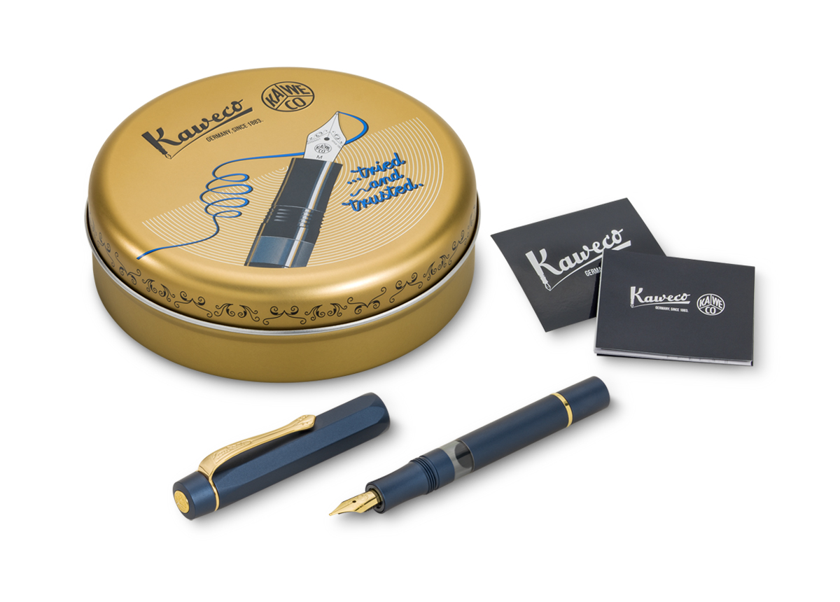 Kaweco PISTON SPORT AL Navy/Gold Kolbenfüllhalter Starter Set