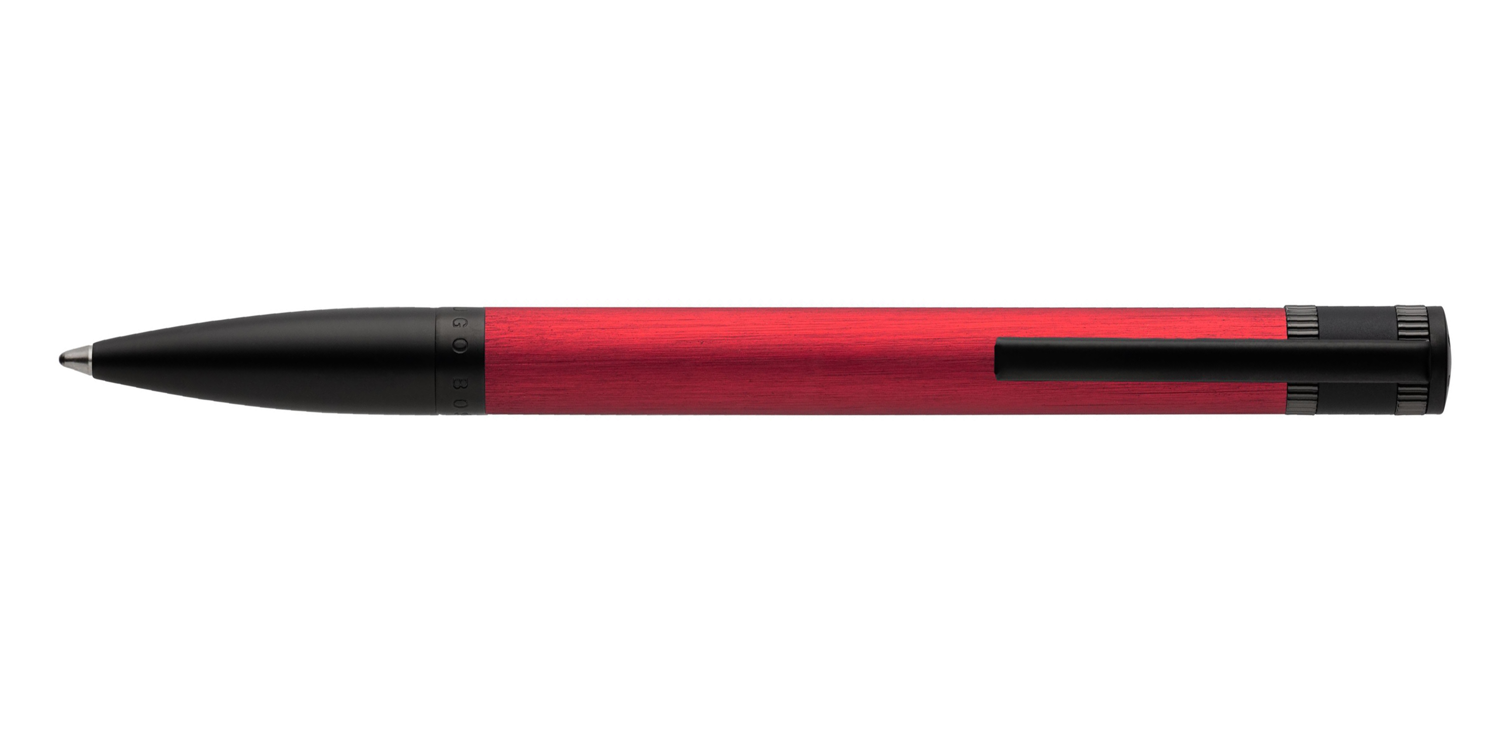 Hugo-Boss-EXPLORE-BRUSHED-Kugelschreiber-Red-clip-vorn Hugo Boss EXPLORE BRUSHED Kugelschreiber Red