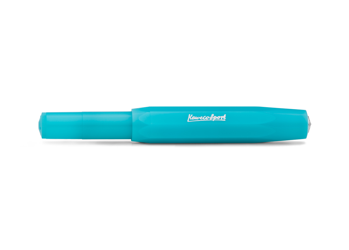 Kaweco FROSTED Sport Füllhalter Light Blueberry | Extra Breit Stahl blank