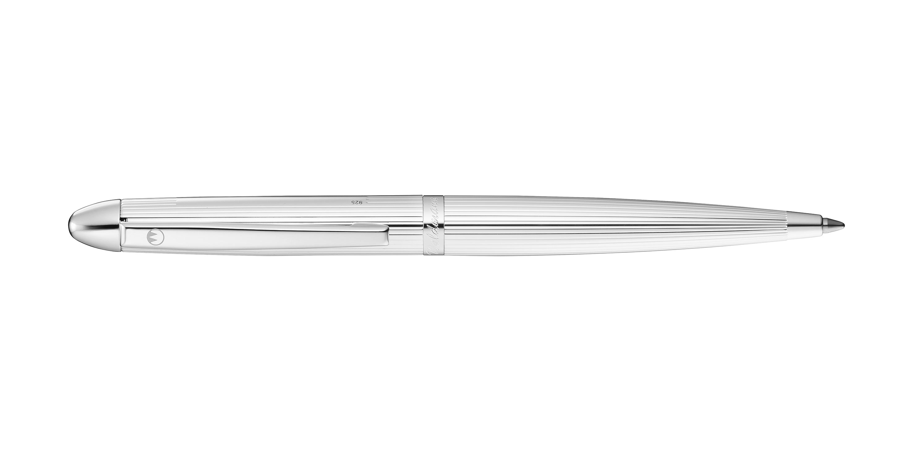 Waldmann-Pocket-Kugelschreiber-Silber-ballpen-silver Waldmann Pocket Drehkugelschreiber Silber mit Gas-Druck-Mine