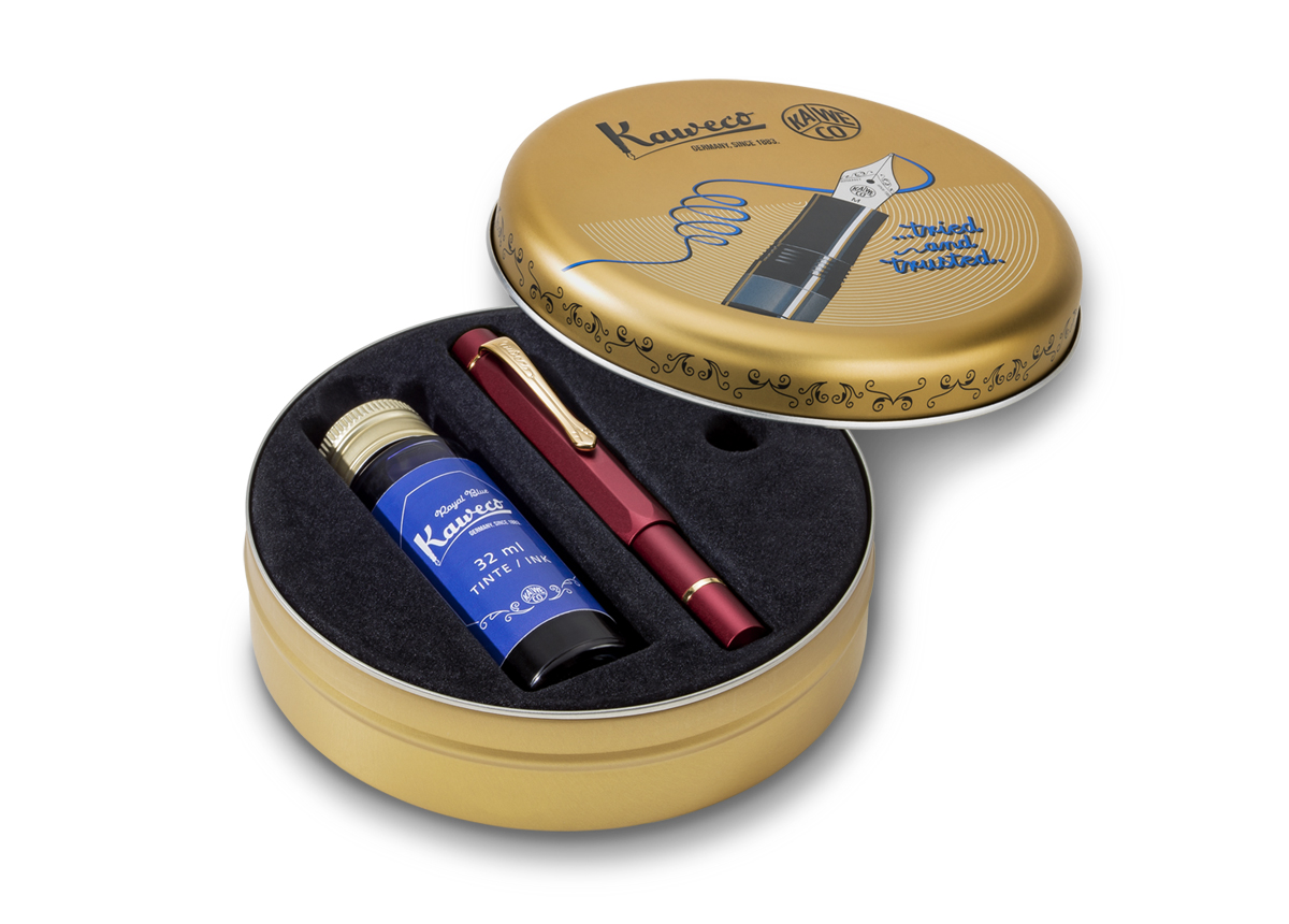 Kaweco PISTON SPORT AL Bordeaux Kolbenfüllhalter Starter Set