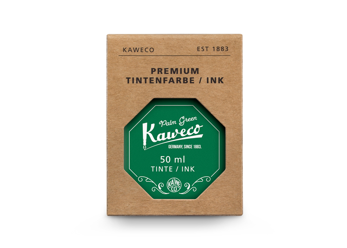 Kaweco_Ink_Bottle_PalGre_Pack_web_s Kaweco Tintenglas Palmen Grün 50 ml
