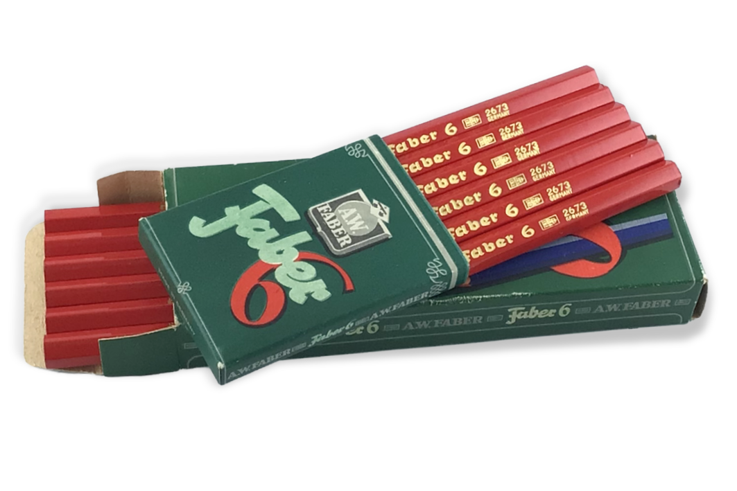 A.W. Faber 6 Buntstifte rot/blau Vintage