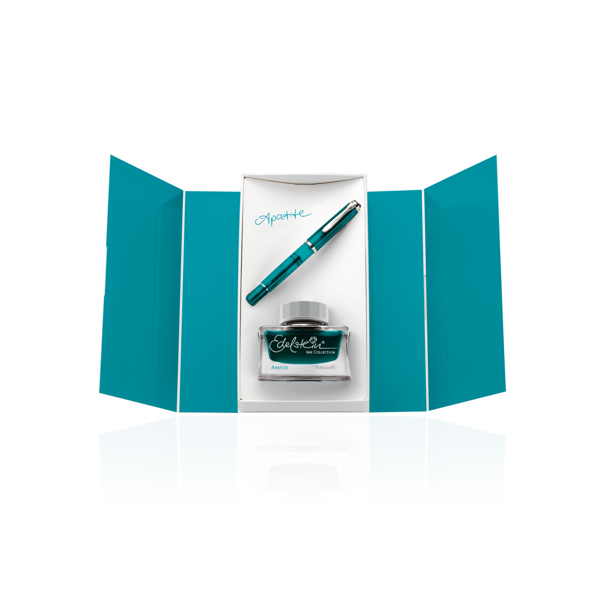 Pelikan Kolbenfüllhalter im Etui & Edelstein Ink Apatite 50ml | Extra Fein
