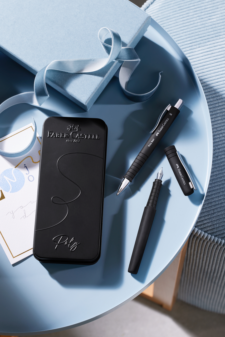 Faber-Castell Schreibset Poly Pen mit Kugelschreiber und Füller Geschenkset | Schwarz
