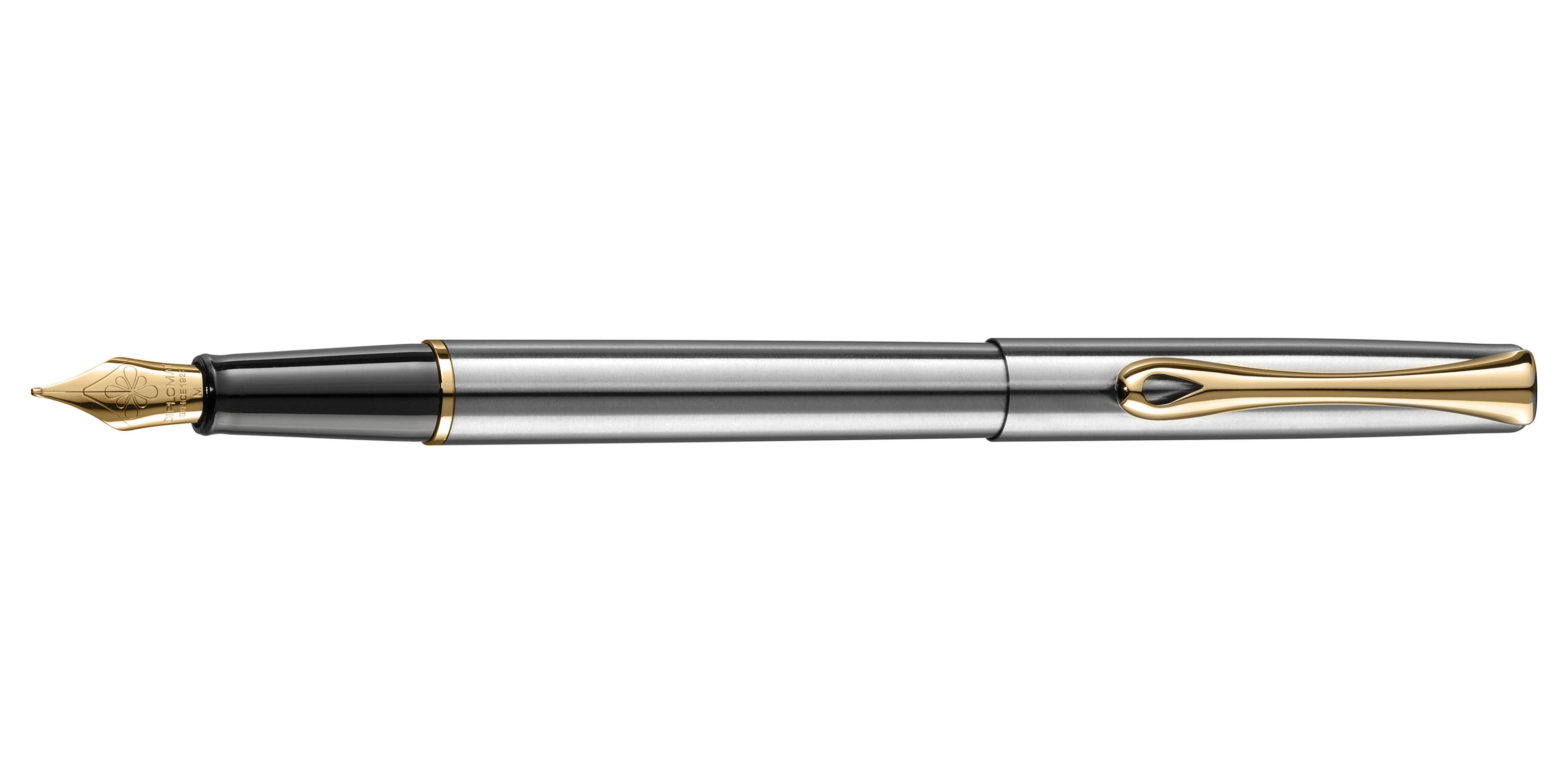 Diplomat-Traveller-F-ller-Edelstahl-Gold-fountain-pen-stainless-steel-gold Diplomat Traveller Füllhalter Edelstahl Gold