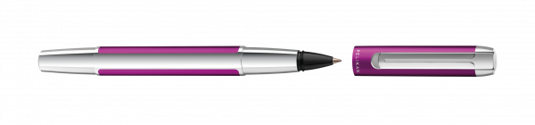 Tintenroller Pelikan Roller Pura® R40 Violett. Tinte, schwarz. Typbezeichnung der Mine: Großraummine 338. Ausführung der Vorschubmechanik: Kappenmodell, Farbe des Schaftes: Violett
